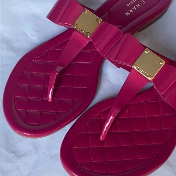 Cole Haan hot pink bow flip flops size 6 EUC - Picture 3 of 7